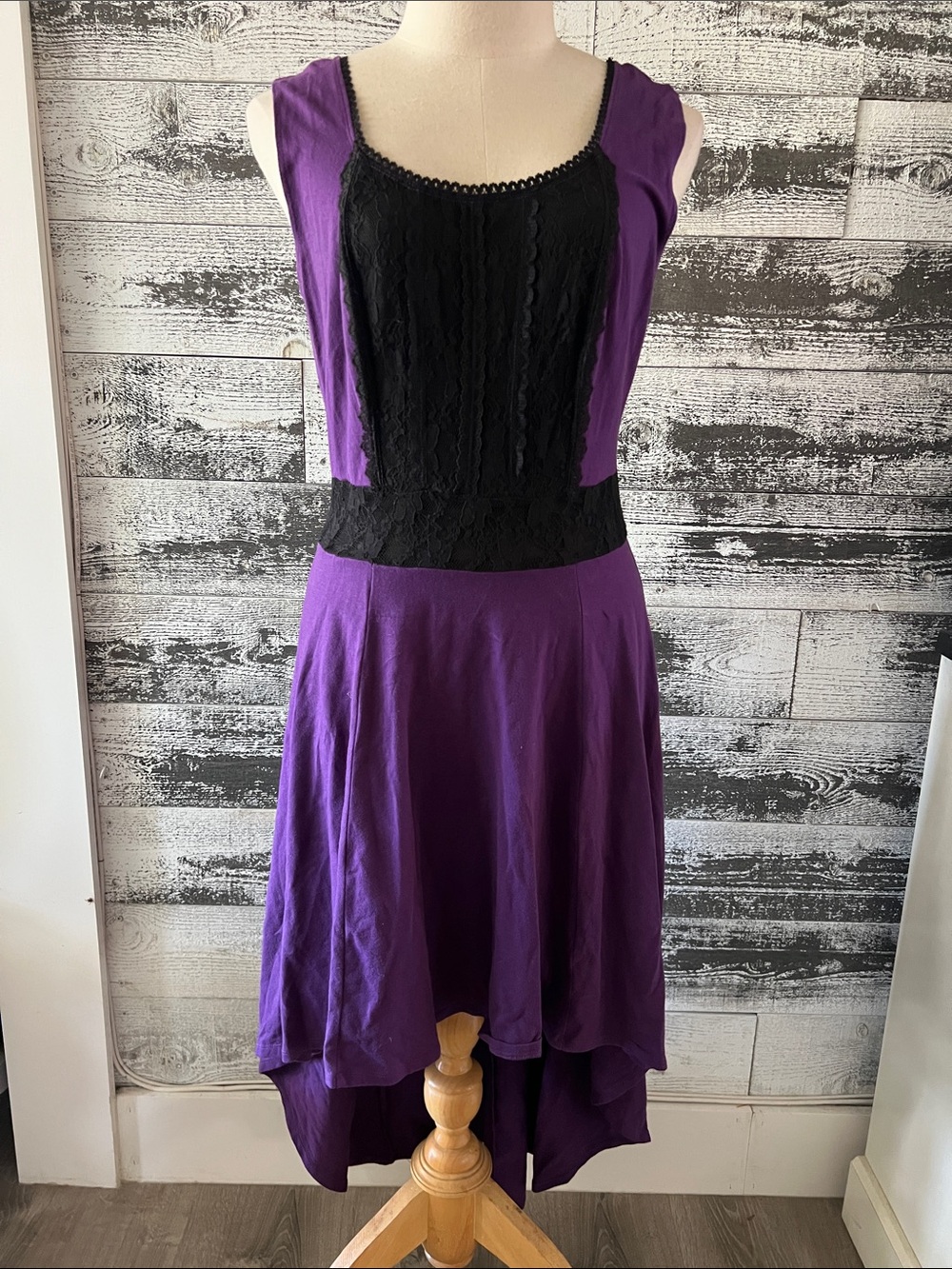 The Royal Bones Purple and Black Sleeveless Lace Bodice Dress